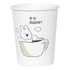 오버액션토끼 한잔 종이컵 300ml, 1개입, 100개