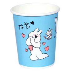 오버액션토끼 심쿵 종이컵 300ml, 100개