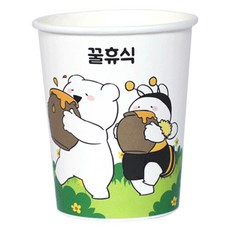 오버액션토끼 꿀휴식 테이크아웃종이컵 300ml, 1개입, 100개