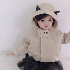 女孩童刺繡連帽大衣