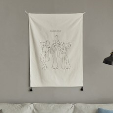 SHEZ HOME 電影媽媽咪呀手繪線條圖案掛布, 白色