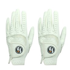 HJ手套 男用高爾夫球手套 左手配戴 2入, 白色