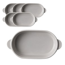 Houmming Vejle雙耳橢圓焗烤盤 小, 暖灰色, 6件