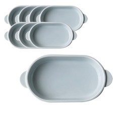 Houmming Vejle雙耳橢圓焗烤盤 小, 霧藍色, 8件