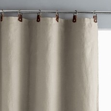 La Redoute 水洗亞麻雙層窗簾 皮革掛耳式 F709544, linen