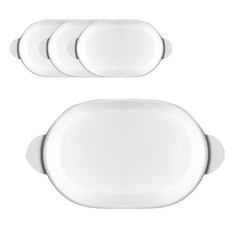 Houmming Vejle雙耳橢圓焗烤盤 中, 白色的, 4件