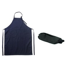Bami 綁帶式美術用圍裙 + 袖套, 圍裙(單一顏色), 袖套(黑色)