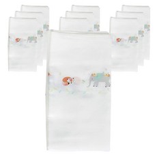 OYBY 棉質印花紗布巾 XL號, 白色, 10入