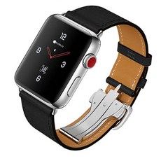 코테씨엘 애플워치 3/4/5 원터치 버클 시계줄 밴드 (42/44mm 호환 가능), 블랙, 1개