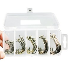 LIKEME WEIHE 寬腹曲柄鉤釣具盒 + 魚鉤 50p, 黑色, 1個