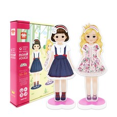 ariati 磁性遊戲書 換裝娃娃Momo&Coco, 混色