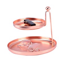 메탈 크레이티브 2단 악세서리 수납소품, 로즈골드, 1개