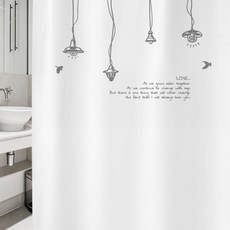 Design Supul 浴簾 可愛檯燈 S 1520 x 1880 mm + 不鏽鋼浴簾掛鉤, 1套