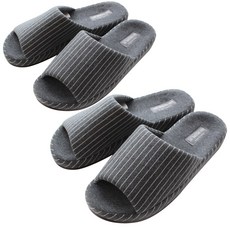 LABELLCO 直條Bence室內拖鞋, 炭灰色, 2組