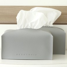 DECOTONIK 素色皮革基本款面紙盒套, 灰色