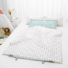 코니아일랜드 북유럽 블루패드 사계절용 라텍스 어린이집 낮잠이불세트 일체형 + 방수가방 랜덤 발송, 심슨고래