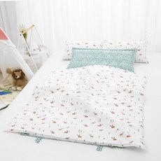 코니아일랜드 북유럽 블루패드 사계절용 라텍스 어린이집 낮잠이불세트 일체형 + 방수가방 랜덤 발송, 무스엘크