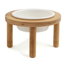 Bamboo Dinner寵物原木餐具 圓形1格 中 TZ18, 混色, 1套
