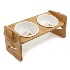 竹晚餐伴侶動物木製餐具套裝帶 2 個斜坡 W40Z, 混色, 1套