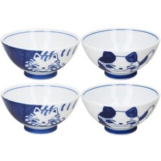 Reine 貓印花陶瓷兒童碗 2款 4入, 混色, 1組