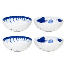 Reine 貓印花陶瓷兒童碗 2款 4入, 混色, 1組