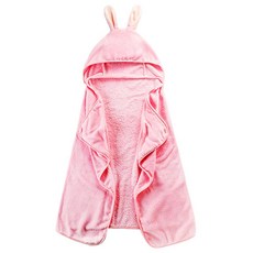 Budsia 兔子造型連帽浴袍, 淺粉色, 1入