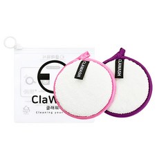 KLAEWAHSHI 潔膚棉片 粉色 + 紫色 + 收納包組合, 混合顏色, 1套