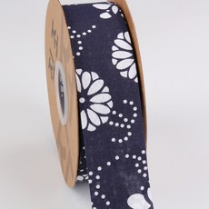 지이피 하얀 꽃무늬 남색 리본 10mm x 18m, E타입, 1개
