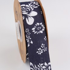 지이피 하얀 꽃무늬 남색 리본 10mm x 18m, B타입, 1개