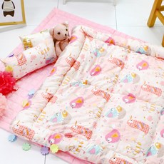 피플아이 유아동용 순면 차렵 3종 세트, 와우 핑크