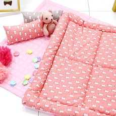 피플아이 유아동용 순면 차렵 3종 세트, 버니 핑크