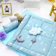 피플아이 유아동용 순면 차렵 3종 세트, 컨츄리 블루