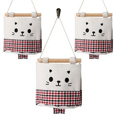 TOCTOC 格紋壁掛式收納袋 3入, 黑紅格子