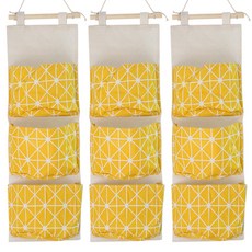 톡톡팬시 라인 벽걸이 수납 포켓 3p, 옐로우