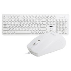 OMT 復古圓角鍵帽有線鍵盤+鼠標套組, OKM-RD1, 白色的