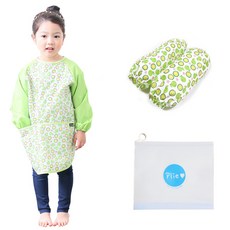 Plie 孩童水果圖案長袖圍裙+袖套+夾鏈收納袋