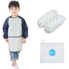 Plie 孩童黑色愛心長袖圍裙+袖套+夾鏈收納袋