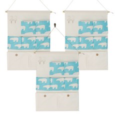 TOCTOC裝飾壁掛式收納口袋 3個, 天藍色