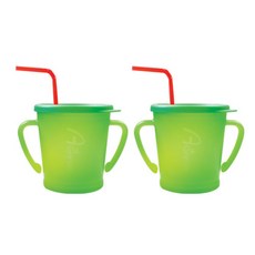 아가프라 유아용 매직 빨대컵, 300ml, 2개, 그린