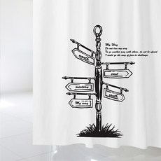 質感印花浴簾+掛環 12入, 1套, 浴簾+塑膠掛環