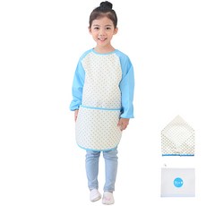 Plie 孩童藝術圍裙+頭巾 愛心, 乳白色