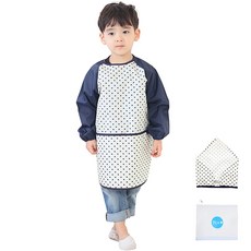 Plie 孩童藝術圍裙+頭巾 黑色愛心, 乳白色