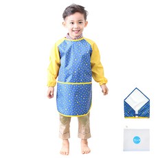 Plie 孩童藝術圍裙+頭巾 黃色星星, 藍色