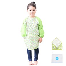 Plie 孩童藝術圍裙+頭巾 橘色, 淺綠色