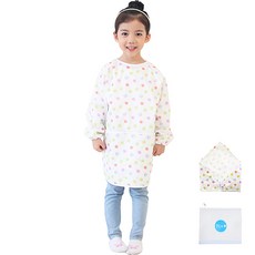 Plie 孩童藝術圍裙+頭巾 圓點, 象牙白