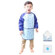 Plie 孩童藝術圍裙+頭巾 藍色熊熊, 天藍色