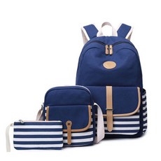 SN女款扣環條紋包 3件組, 海軍