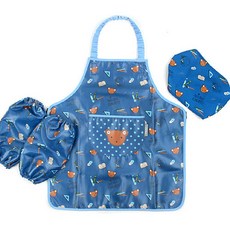 momo FRIENDS 兒童美術防水圍裙套組, 藍色