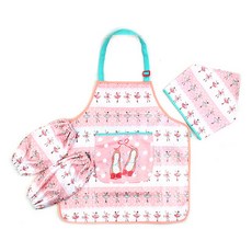 윙하우스 아동용 다이앤 방수앞치마세트, 핑크