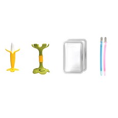 앙쥬 바나나치발기 + 입술치발기 + 케이스 2p + 실리콘 클립 민트 + 분홍, 1~18개월, 1개